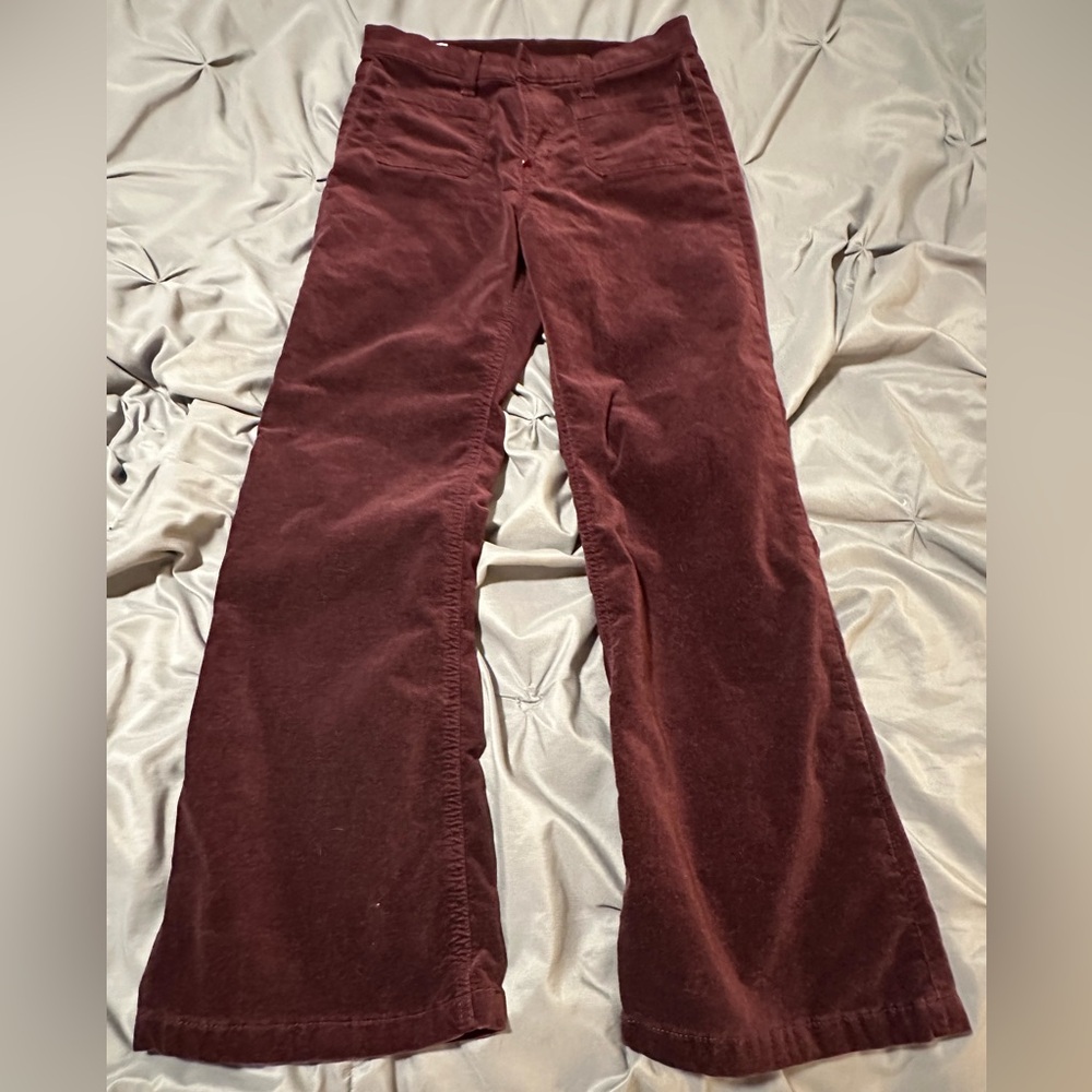 GAP Maroon Velvet Flare Pants